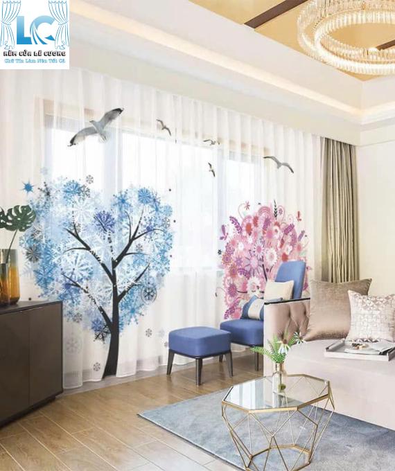 RÈM VẢI 2 LỚP IN HÌNH M04
